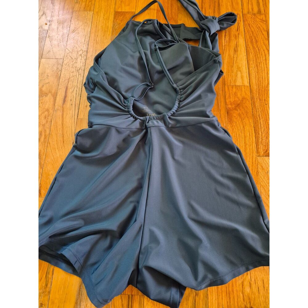 Nani Swimwear Romper One Piece Swimsuit Size M Medium Blue UPF 50 Athletic - Picture 4 of 13